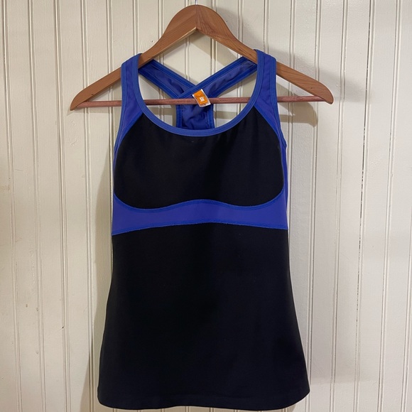 Lucy Black and Purple Tank Mesh Back Zipper Pocket Size S - Picture 1 of 9